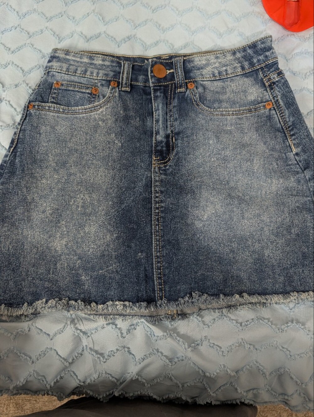 No Boundaries Distressed Blue Denim A-Line Skirt